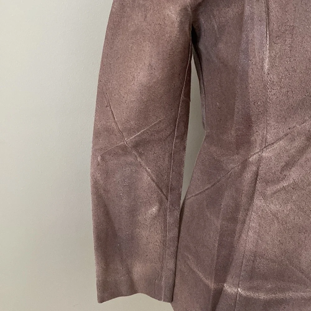Express Painted Canvas Brown Blazer Jacket Size 0 - Picture 3 of 10